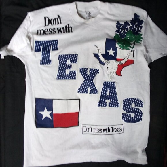 Vintage Don't Mess With Texas AOP Spell Out T-Shirt - Picture 1 of 6